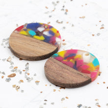 Load image into Gallery viewer, Colorful Resin and Wood Earring Pair
