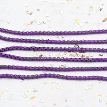 Load image into Gallery viewer, 2.5mm Lilac Purple Painted Brass Venetian Box Chain - 1 Foot
