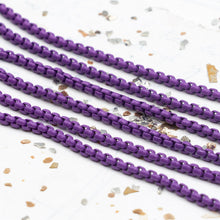 Load image into Gallery viewer, 2.5mm Lilac Purple Painted Brass Venetian Box Chain - 1 Foot
