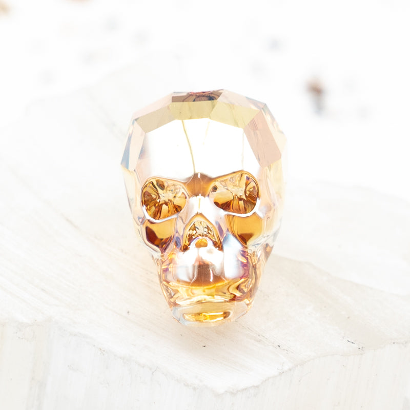 19mm Metallic Sunshine Premium Crystal Skull Bead