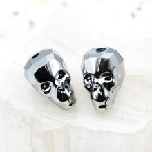 Load image into Gallery viewer, 13mm Light Chrome Premium Crystal Skull Bead Pair
