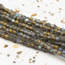 Load image into Gallery viewer, 3mm Golden Grey Mist Faceted Round Fire-Polished Bead Strand

