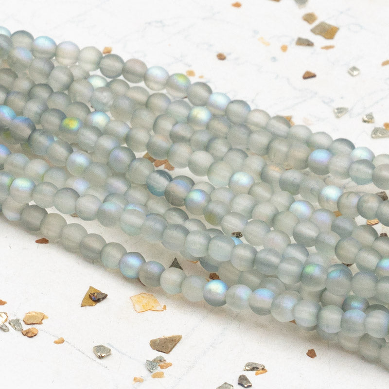 3mm Cloudy Mist Faceted Round Fire-Polished Bead Strand