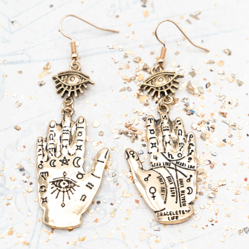 Palm Reading Earring Pair