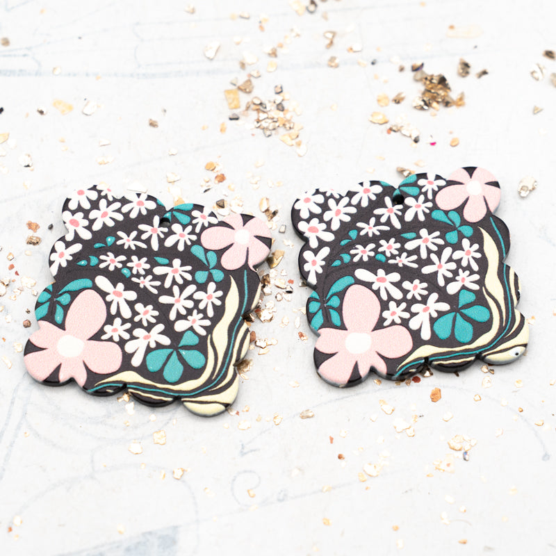 Flower Garden at Night Acrylic Charm Pair