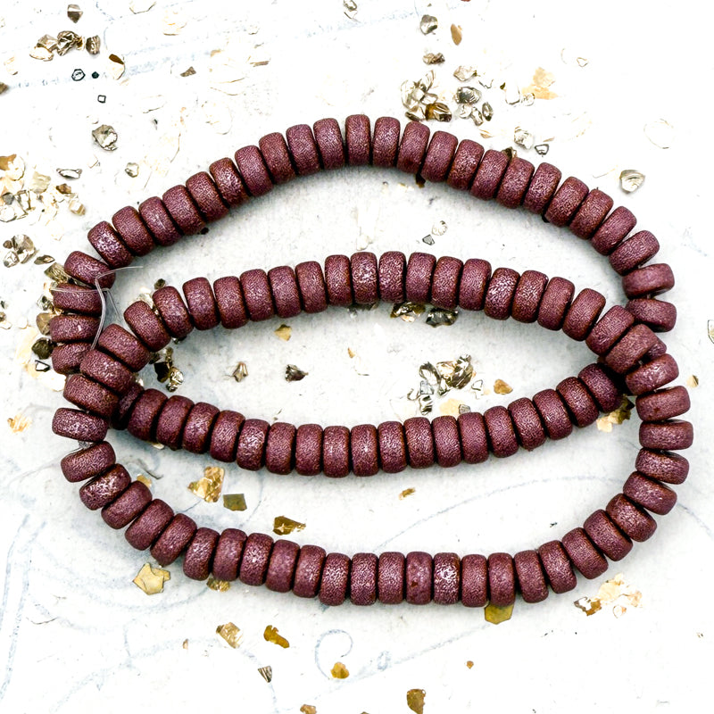 Pre-Order 3x6mm Alloy Orange with Etched Finish and Metallic Pink Wash Heishi Bead Strand
