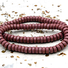 Load image into Gallery viewer, Pre-Order 3x6mm Alloy Orange with Etched Finish and Metallic Pink Wash Heishi Bead Strand
