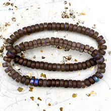 Load image into Gallery viewer, Pre-Order Transparent Glass with Etched Copper and AB Finishes Heishi Bead Strand
