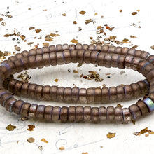 Load image into Gallery viewer, Pre-Order Transparent Glass with Etched Copper and AB Finishes Heishi Bead Strand

