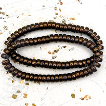 Load image into Gallery viewer, Pre-Order 3x6mm Slate Blue Heishi with Bronze Finish Bead Strand
