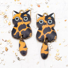 Load image into Gallery viewer, 39x16mm Tortoiseshell Cat Charm Pair
