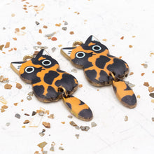 Load image into Gallery viewer, 39x16mm Tortoiseshell Cat Charm Pair
