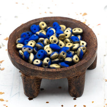 Load image into Gallery viewer, Fool&#39;s Gold Opaque Blue Superduo 2-Hole Seed Bead Tube
