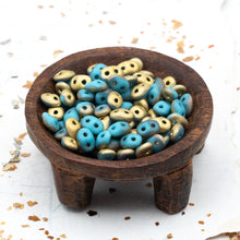 Load image into Gallery viewer, Fool&#39;s Gold Blue Turquoise Superduo 2-Hole Seed Bead Tube

