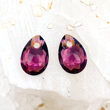 Load image into Gallery viewer, 9mm Amethyst Shimmer Pear-Shaped Premium Crystal Pendant Pair
