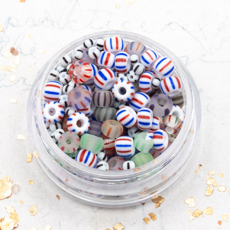 All the Stripes Striped Seed Bead Jar