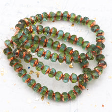 Load image into Gallery viewer, 5x3mm Peridot and Sky Blue with a Copper Finish Rondelle Bead Strand

