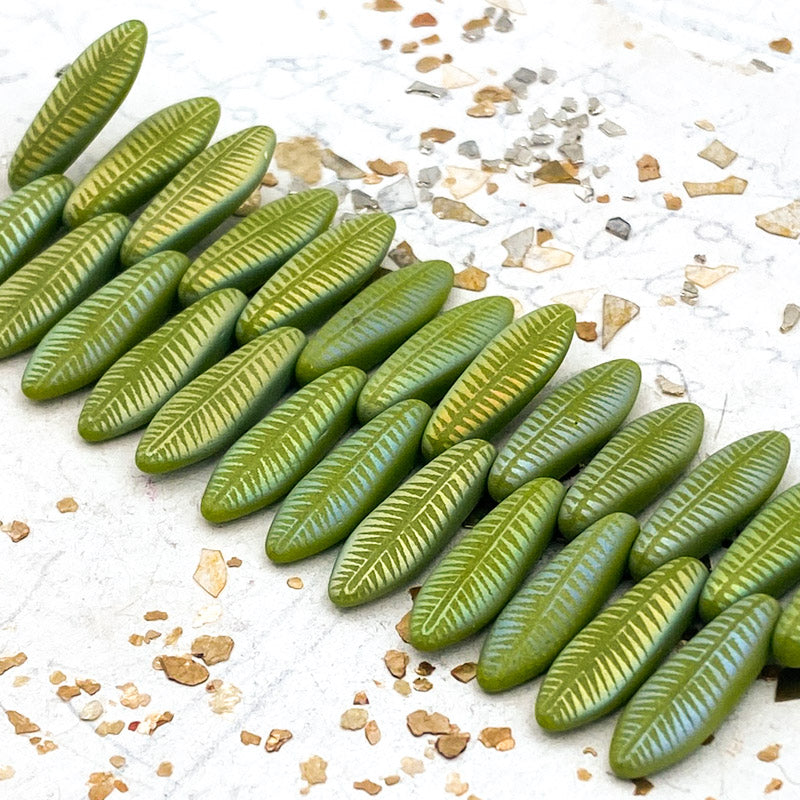 5x16mm Matte Lime Green Dagger Bead Strand