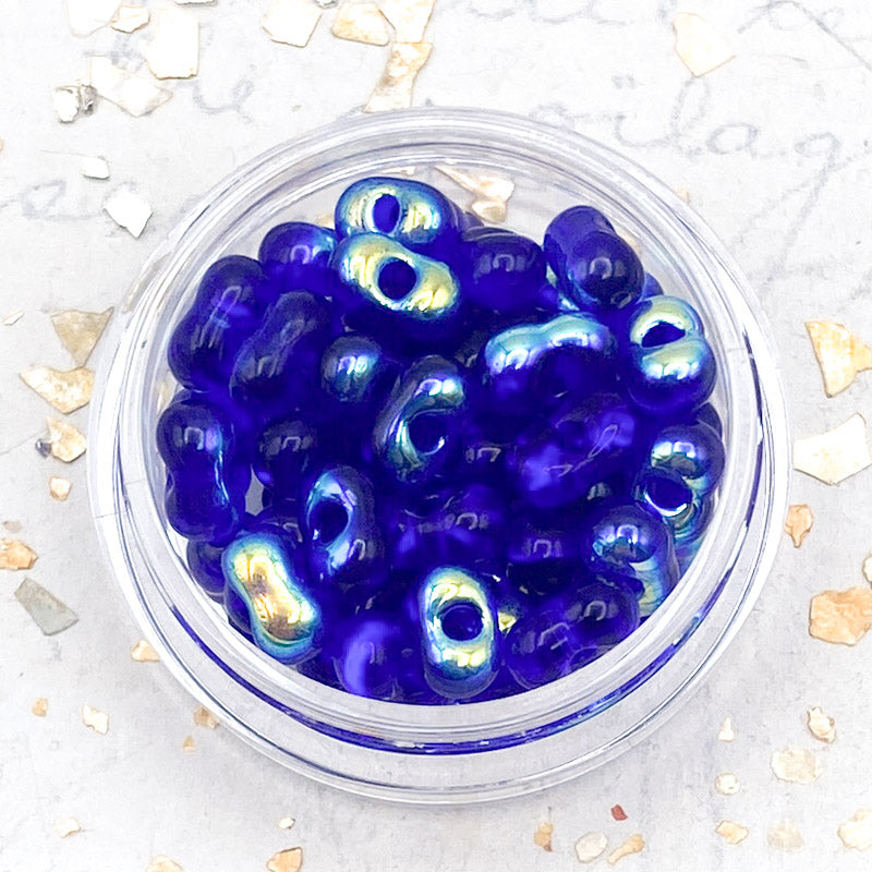 Chrome Blue Peanut Bead Jar