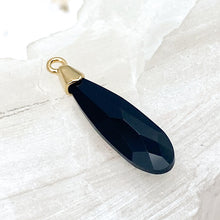 Load image into Gallery viewer, 23mm Jet Pure Drop with Gold Cap Premium Crystal Charm Pendant
