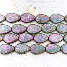Load image into Gallery viewer, Opaque Turquoise with Pink Splash Czech Drop Bead Strand
