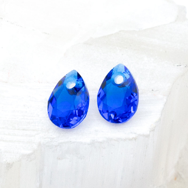 9mm Majestic Blue Pear-Shaped Premium Crystal Pendant Pair
