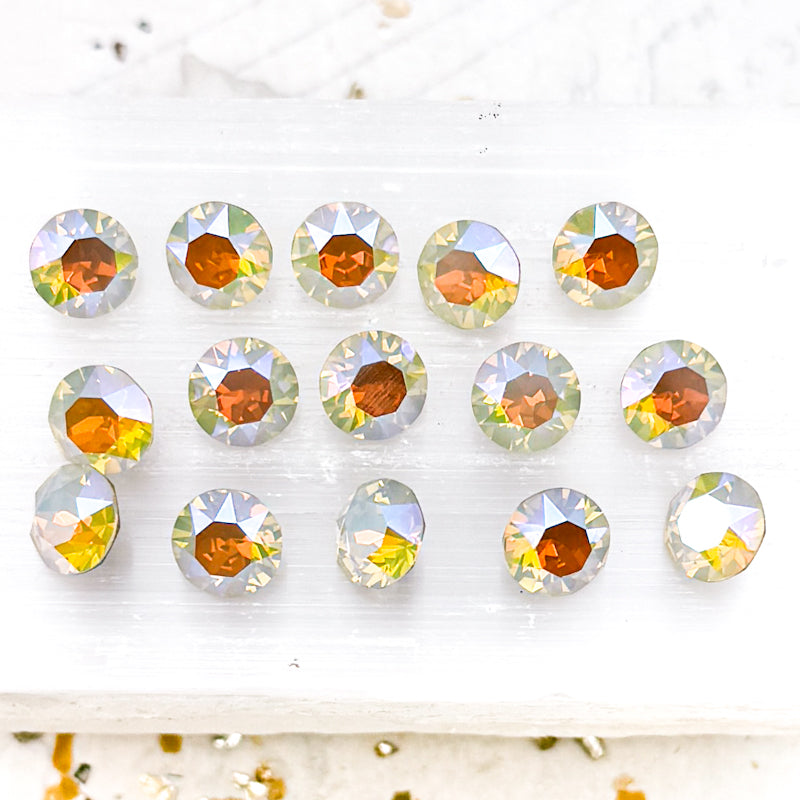 White Opal with Blue AB Crystal Foiled Set - 15pcs