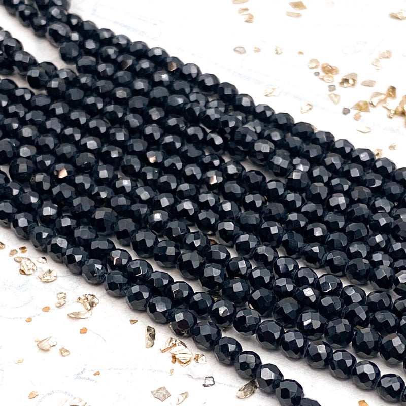 Onyx Faceted Cube Bead Strand