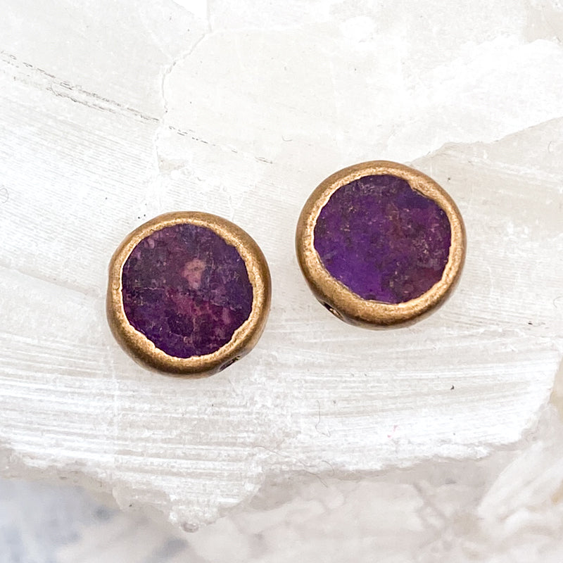Round Purple Impression Jasper Coin Pair
