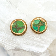 Load image into Gallery viewer, Round Green Turquoise Coin Pair
