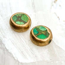 Load image into Gallery viewer, Round Green Turquoise Coin Pair
