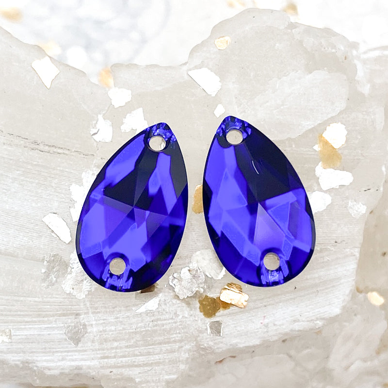 Discontinued! - 18x10.5mm Cobalt Premium Austrian Crystal Drop Link Pair