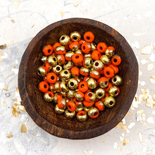 Load image into Gallery viewer, Doorbuster - 6/0 Orange with an Etched Gold Wash Seed Beads
