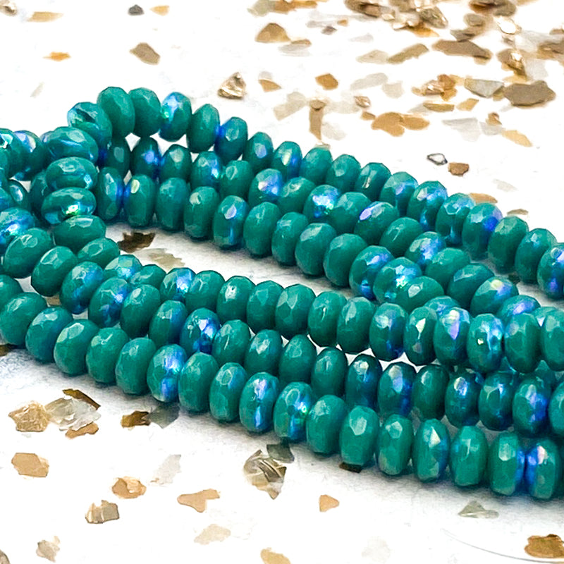 2x3mm Sea Green with AB Finish Rondelle Bead Strand