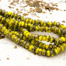 Load image into Gallery viewer, 2x3mm Dandelion with Etched and Gold Finishes Rondelle Bead Strand
