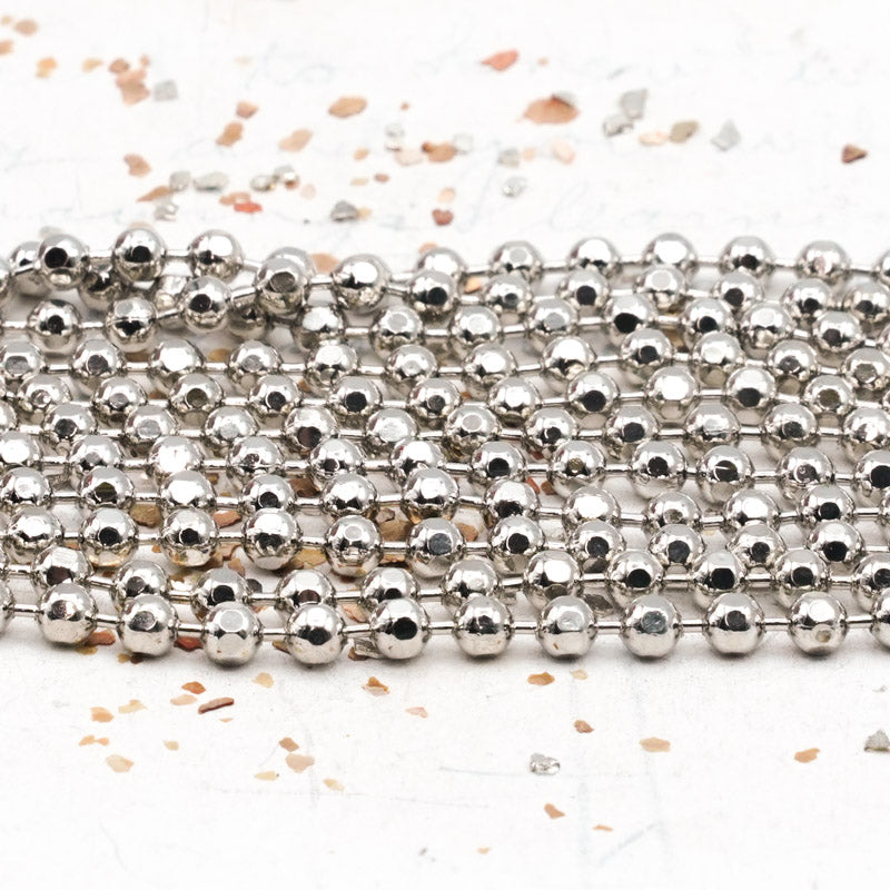 Rhodium Faceted Ball Chain - 1 Foot