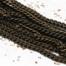 Load image into Gallery viewer, Antique Brass Flattened Curb Chain - 3 Feet

