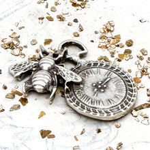 Load image into Gallery viewer, Antique Silver-Plated Bee and Clock Charm
