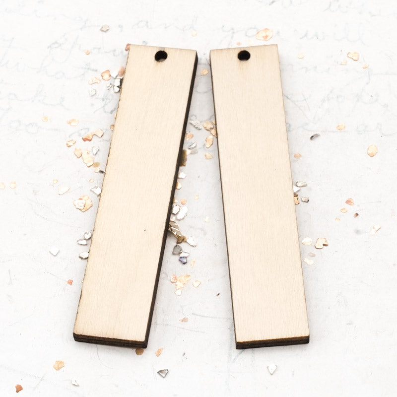 Blank Wood Rectangle Earring Pair