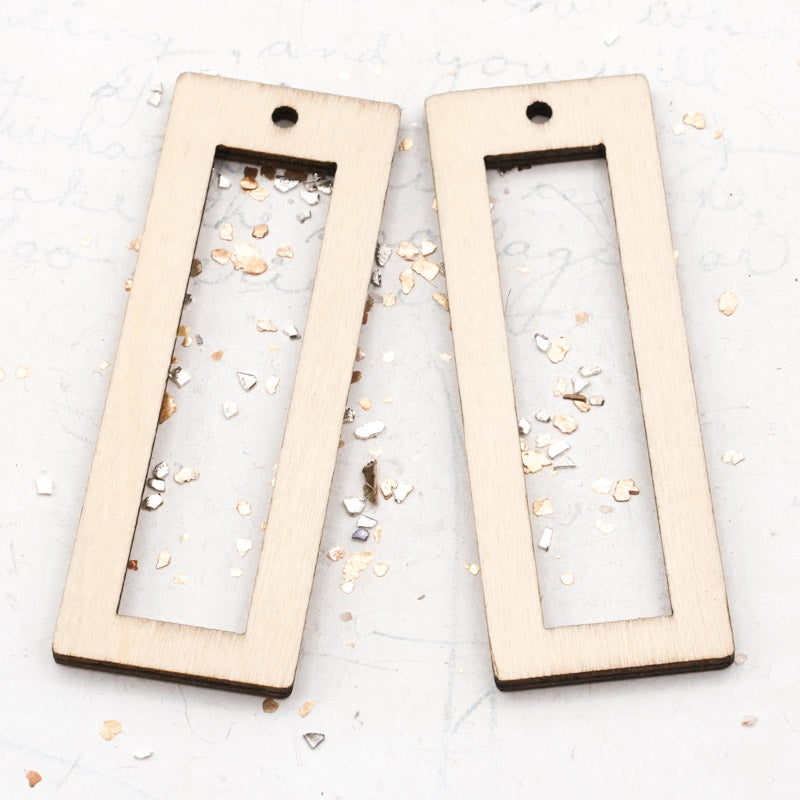 Blank Wood Rectangle Cut Out Earring Pair