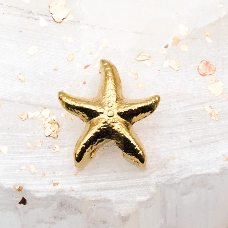 10mm Shiny Gold Starfish Slider for Flat Leather