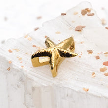 Load image into Gallery viewer, 10mm Shiny Gold Starfish Slider for Flat Leather

