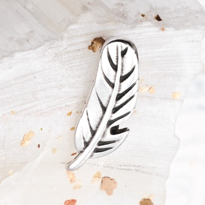15mm Antique Silver Feather Slider for Flat Leather