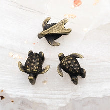 Load image into Gallery viewer, 5mm Antique Brass Sea Turtle Slider for Flat Leather

