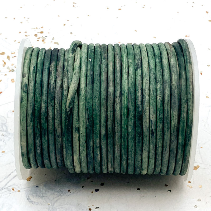 3mm Evergreen Round Leather Cord - 6 Feet