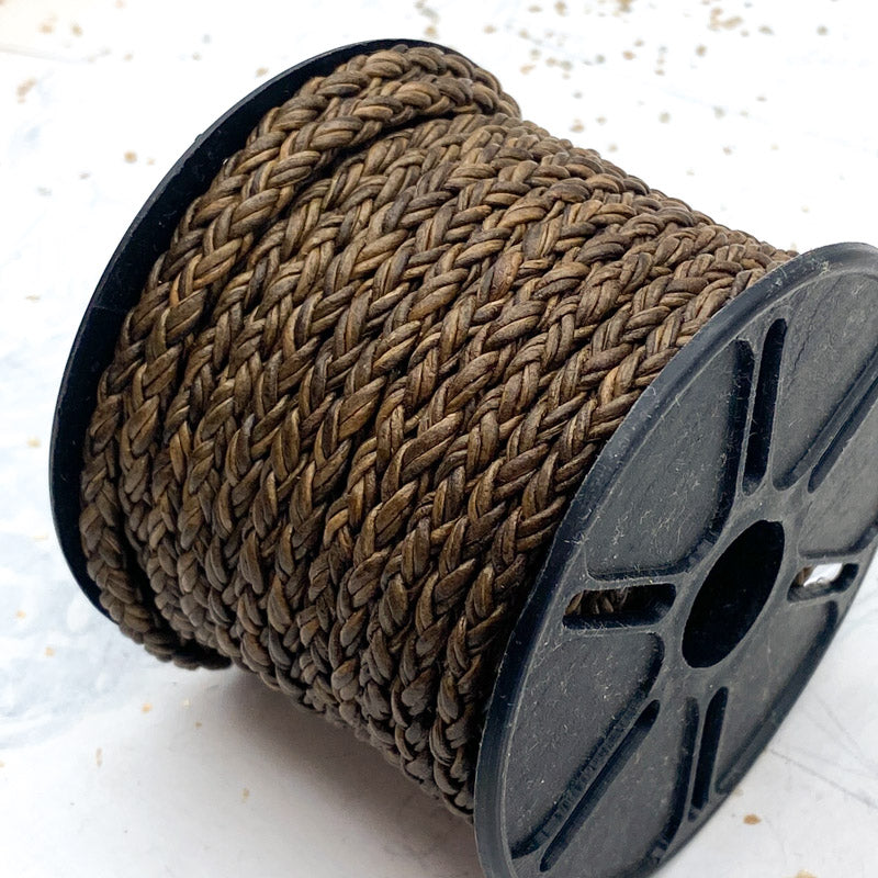 4mm Round Natural Taupe Braided Leather