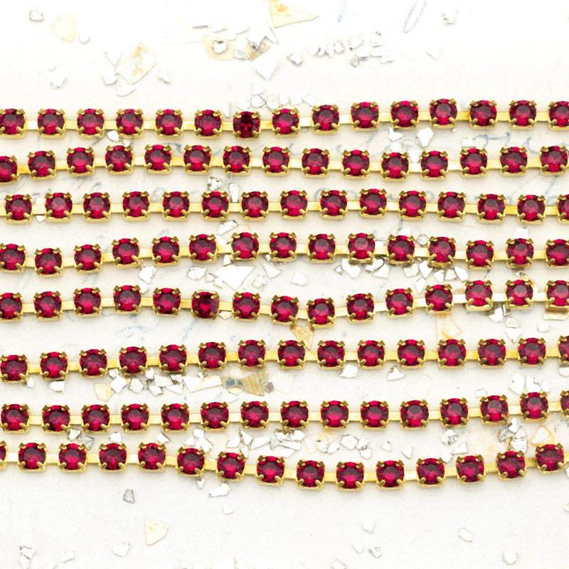 PP24 Ruby Premium Crystal Brass Cup Chain - 4 Feet