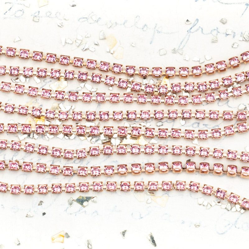 PP18 Light Rose Premium Crystal Rose Gold Cup Chain - 4 Feet