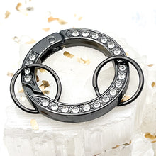 Load image into Gallery viewer, 34mm Gunmetal Black Round Diamond Carabiner Clip
