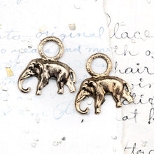 Load image into Gallery viewer, Antique Gold Elephant with Large Loop Charm Pair
